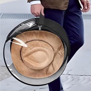 Large Transparent Hat Storage Black Carrying Case Holds up to 7 Hats